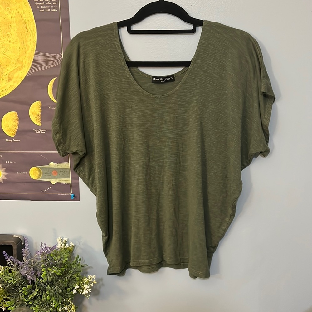 Baggy off the shoulder green top